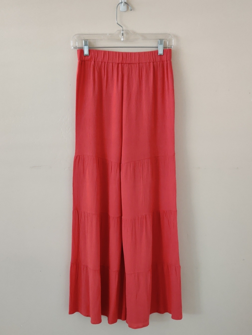 Women’s Wide-Leg Tiered Pants - Coral/Orange
